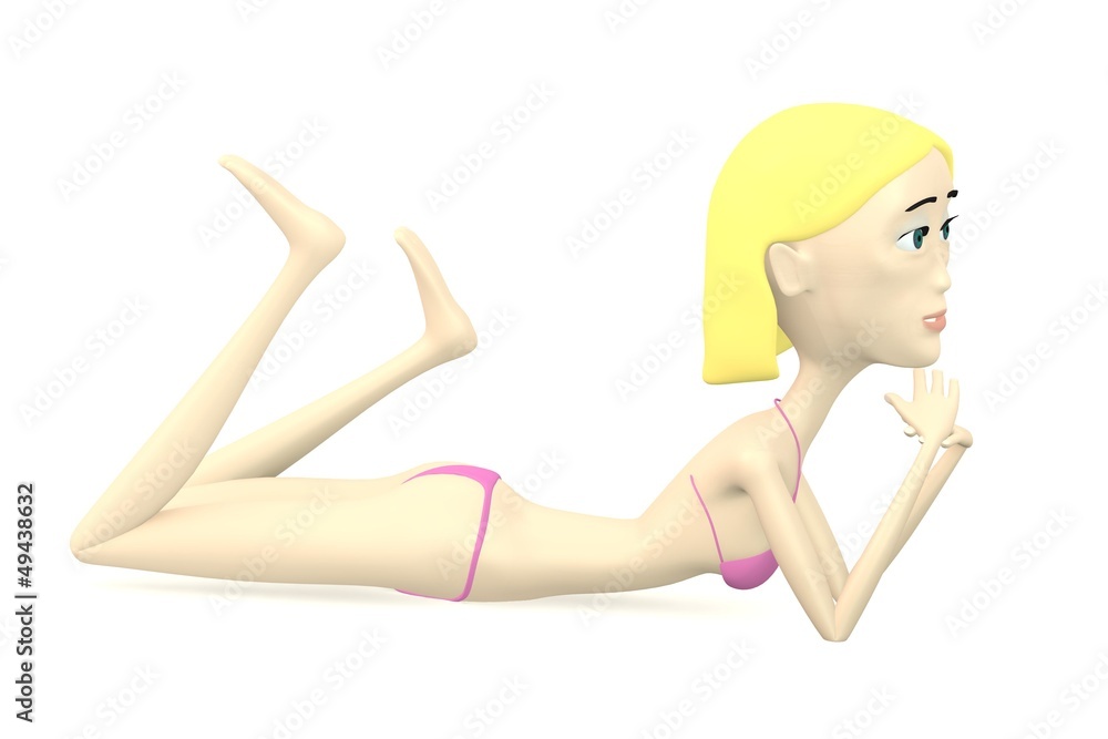 cartoon female character in swimsuit - on floor cartoon female character in swimsuit - on floor
