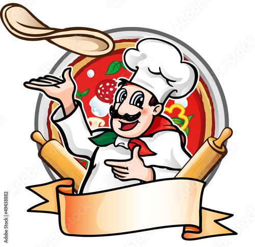 cook throws the pizza