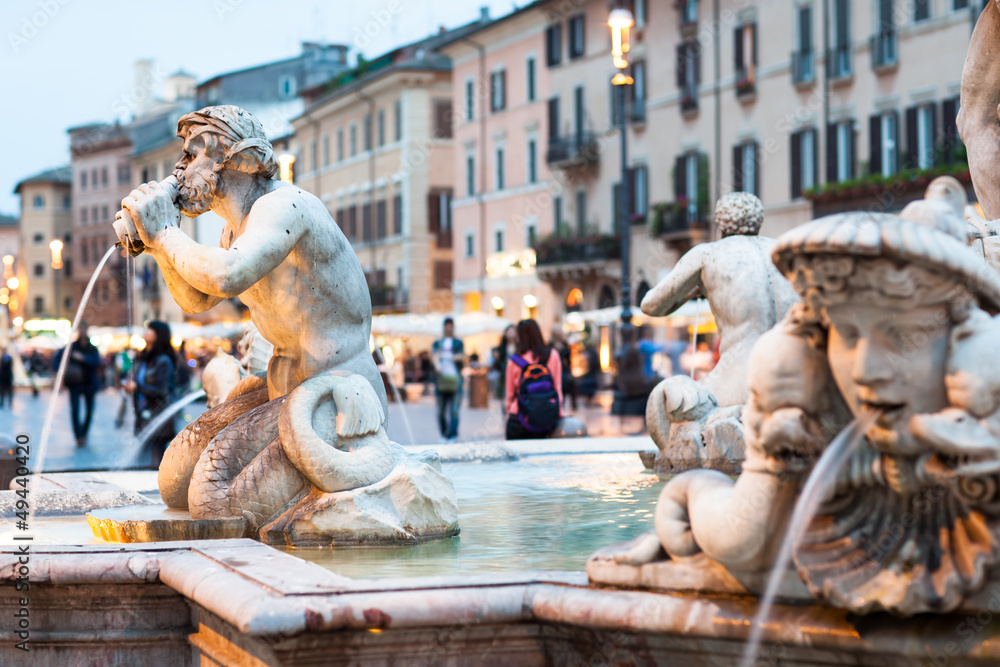Northward view of the Piazza Navona with the fontana del Moro