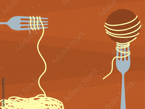 Spaghetti and Meatball Illustration