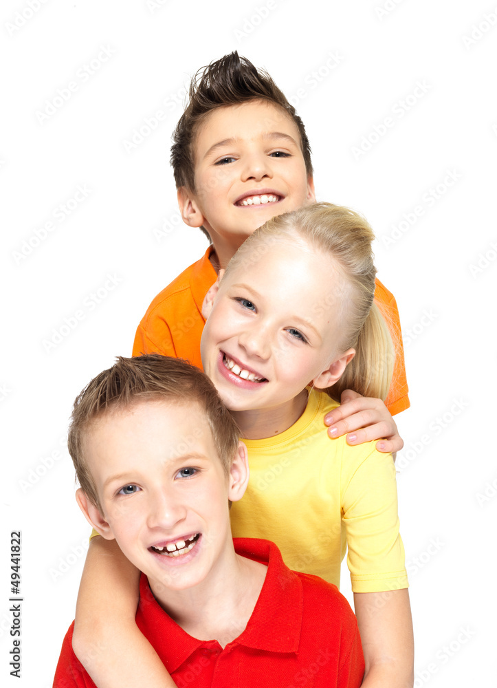 Portrait of the happy children isolated on white Portrait of the happy children isolated on white