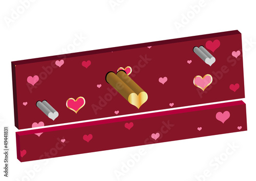 Monolite de coeurs 3d rose et or - Saint Valentin