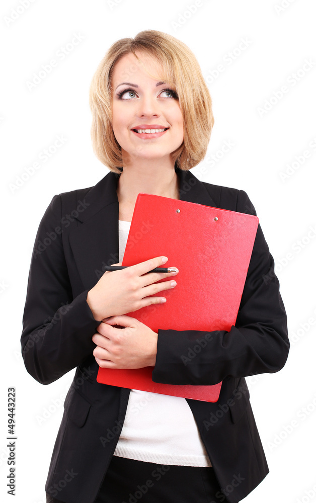 Young beautiful business woman isolated on white Young beautiful business woman isolated on white