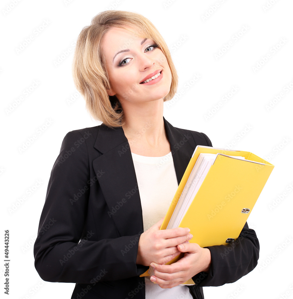 Young beautiful business woman isolated on white Young beautiful business woman isolated on white