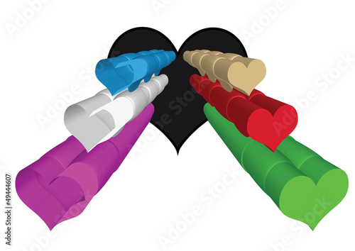 Coeurs 3d téléscopique - couleurs