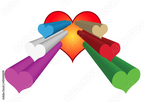 Coeurs 3d plein - couleurs