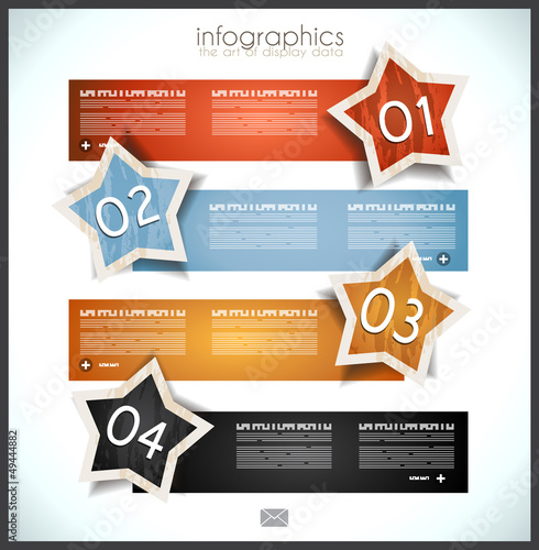 Infographic template design with paper tags