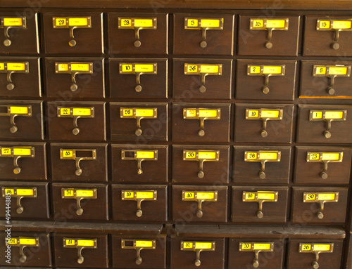 Old wooden card catalogue in Thai library