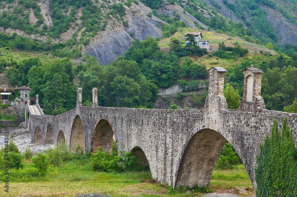 Hunchback bridge. Bobbio. Emilia-Romagna. Italy. Hunchback bridge. Bobbio. Emilia-Romagna. Italy.