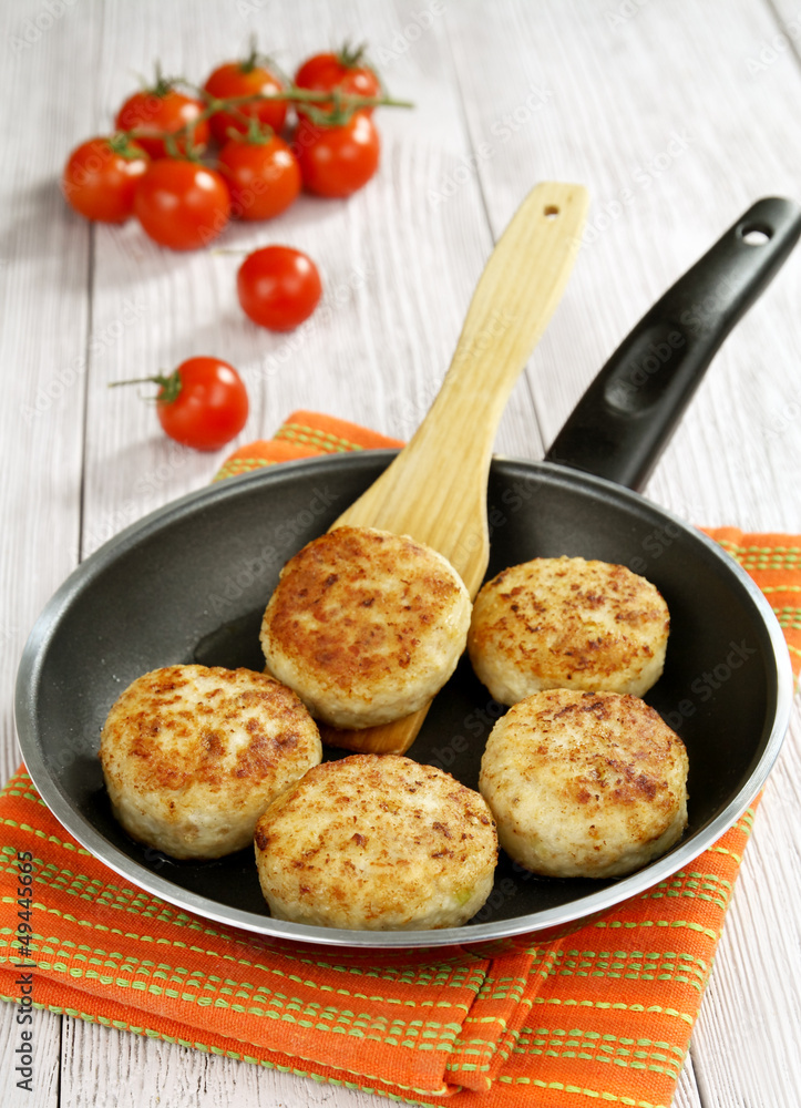 Cutlets in a pan
