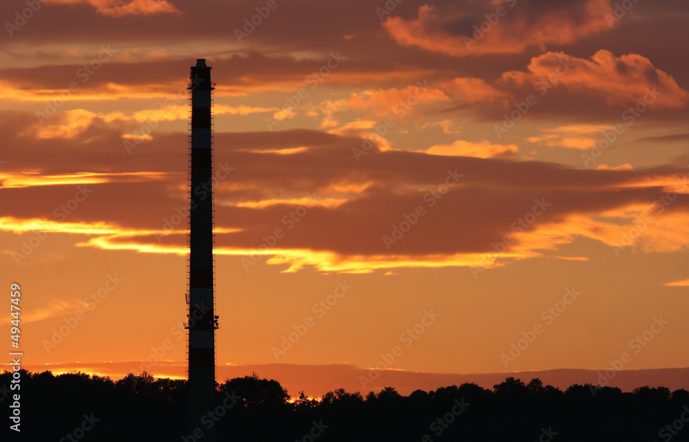 Fototapeta premium evening landscape with chimney