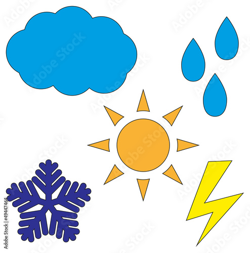 Icons weather, sun, rain, snow, lightning