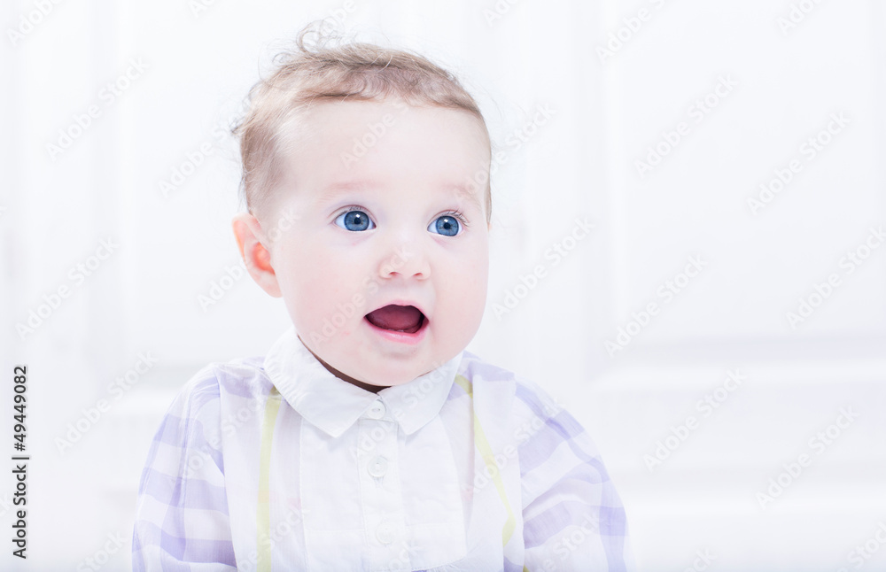 Talking baby girl with beautiful blue eyes Talking baby girl with beautiful blue eyes