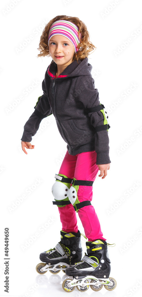 Cute girl in roller skates Cute girl in roller skates