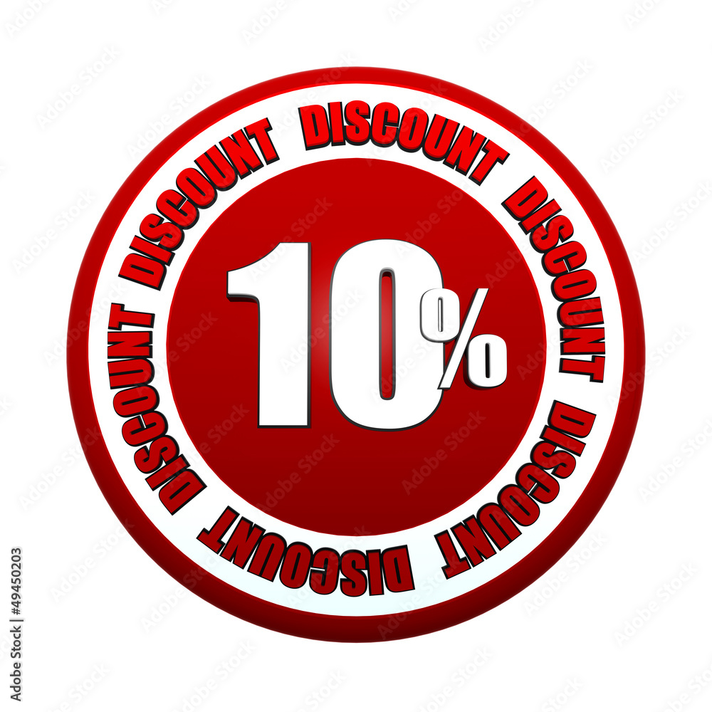 10 percentages discount 3d red circle label