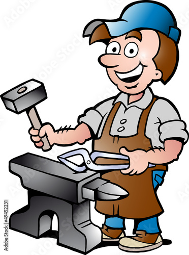 Hand-drawn Vector illustration of an Happy Blacksmith Worker