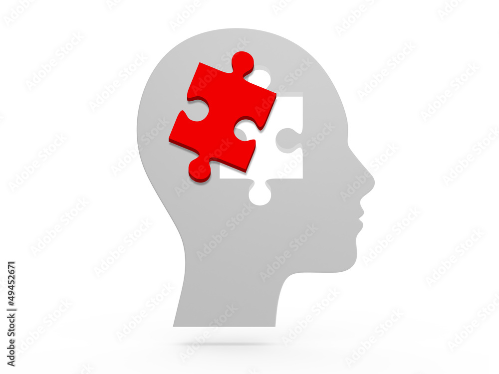 Human Head and Puzzle Piece Human Head and Puzzle Piece