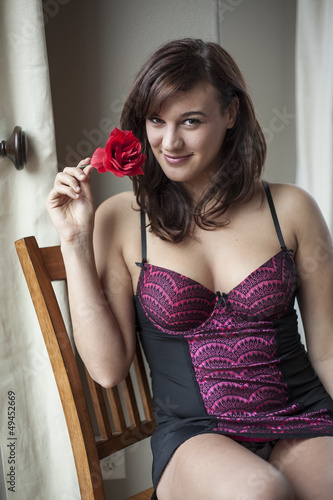 Obraz na plátně Young Woman in Lingerie