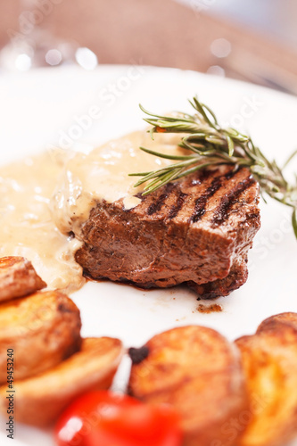 beef steak with potatoes