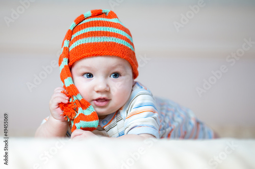 cute crawling baby boy indoors