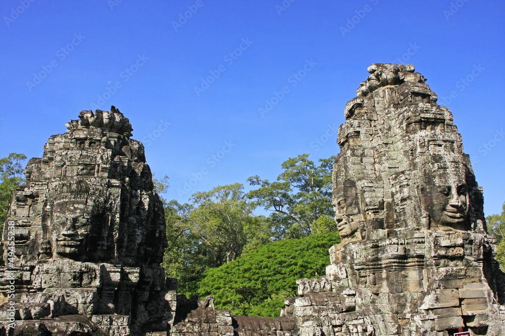 Stone faces of Bayon temple, Angkor area, Cambodia