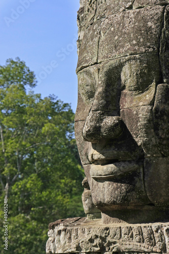 Stone face of Bayon temple, Angkor area, Cambodia