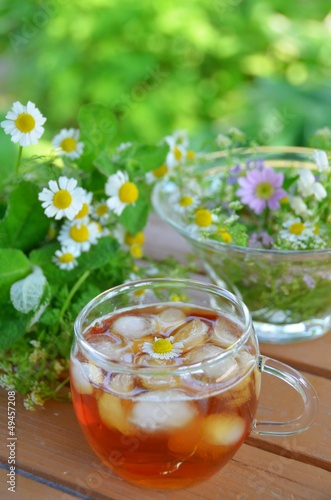iced tea with herbal flowers