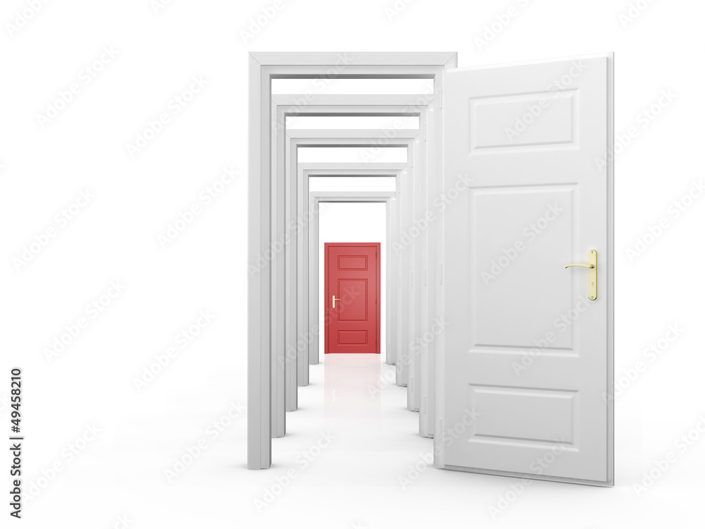 Red Door and Open White Doors Red Door and Open White Doors