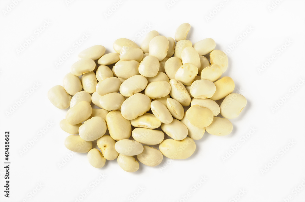 A heap of white beans, isolated on white background A heap of white beans, isolated on white background