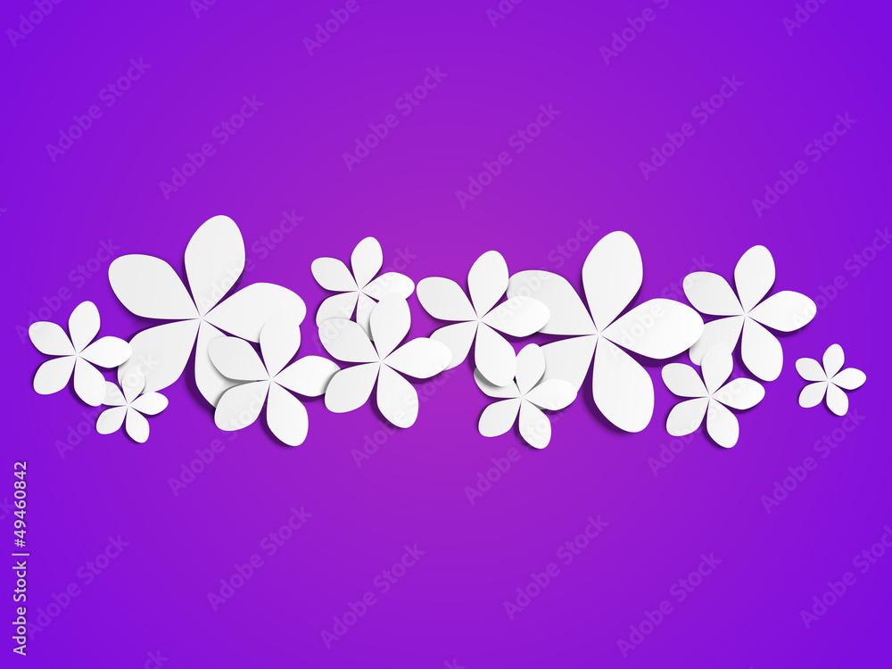 Paper flowers on purple background Paper flowers on purple background