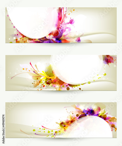 Set of three headers. Abstract artistic Backgrounds