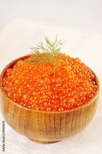 Red caviar in bowl