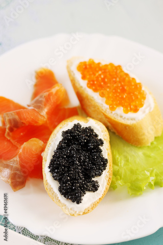 sandwich with  black caviar