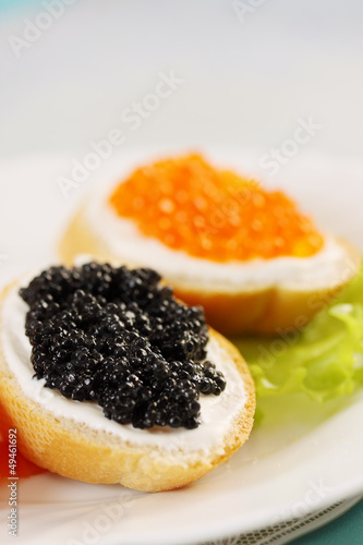 sandwich with caviar, vertical