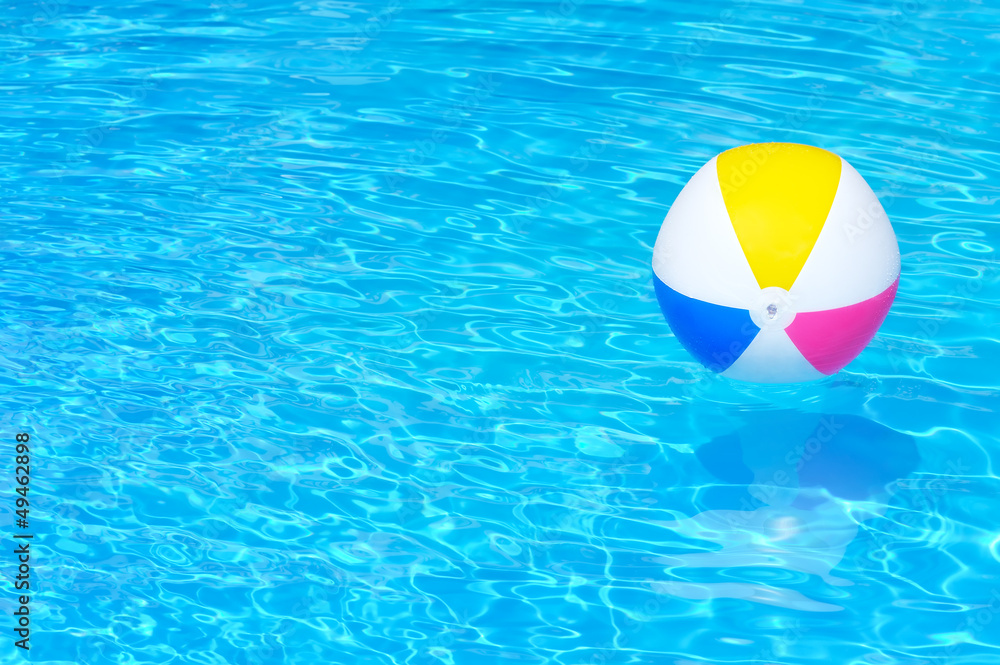 Inflatable ball in swimming pool