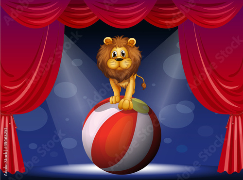 A lion above a hot air balloon