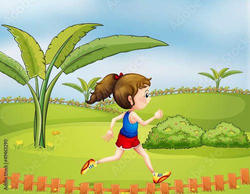 A girl exercising in the park