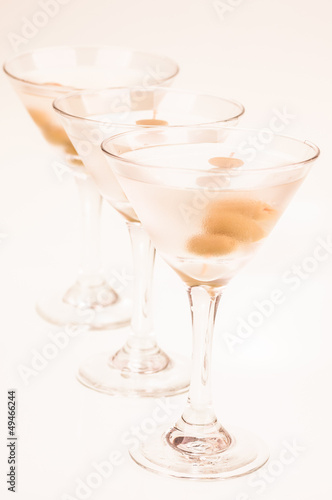 Dry Martini Cocktails in a row