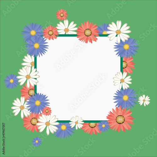 Vector frame with colorful flowers