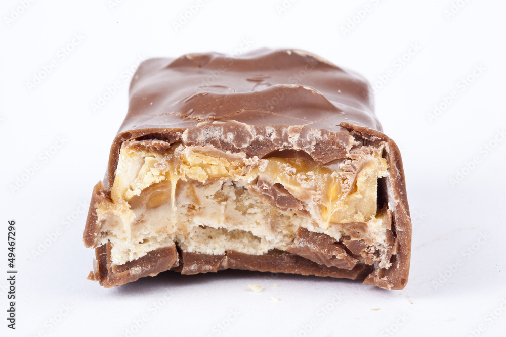 Closeup of chocolate bar isolated on white Closeup of chocolate bar isolated on white