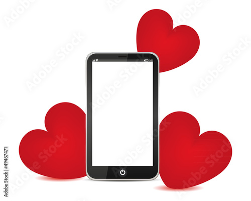telephone and red hearts
