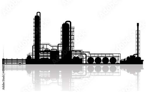 Oil Refinery Plant Silhouette