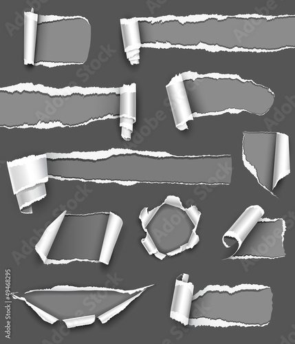 Collection of gray paper. Vector illustration