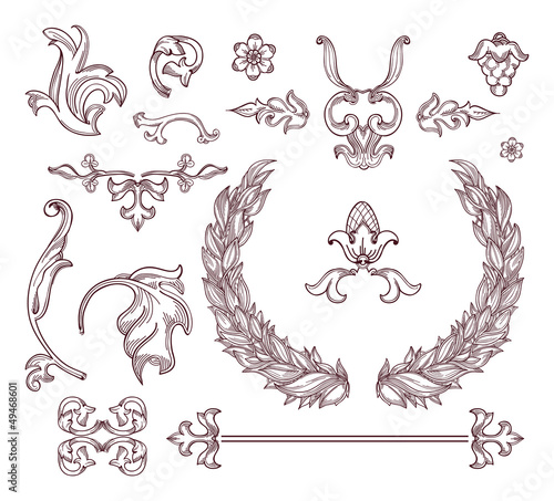 Elements calligraphic design set