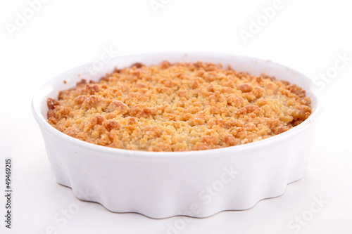 Foto apple crumble on white