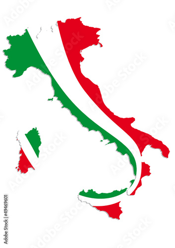 Italia vettoriale con colori di bandiera