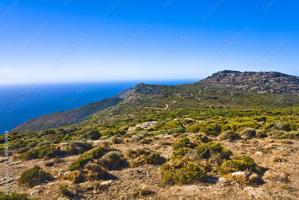 Cap Corse and windmill, Corsica, France Cap Corse and windmill, Corsica, France