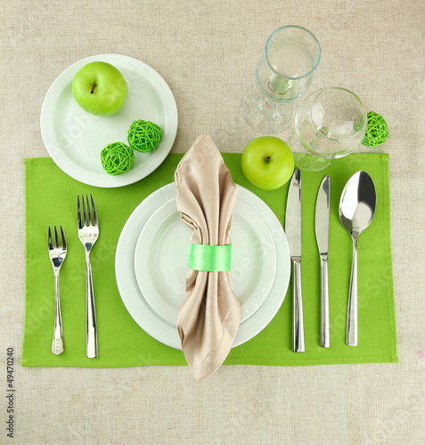 holiday table setting, close up