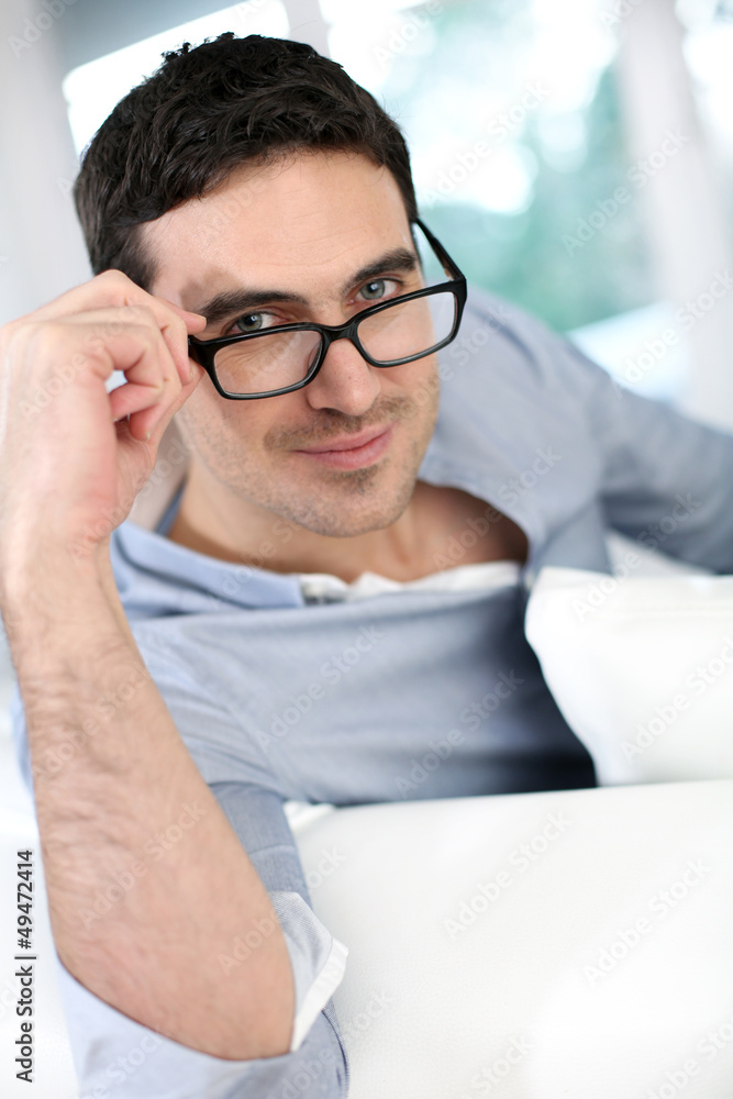 Handsome guy with eyeglasses on Handsome guy with eyeglasses on