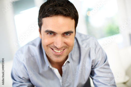 Portrait of handsome man with blue eyes